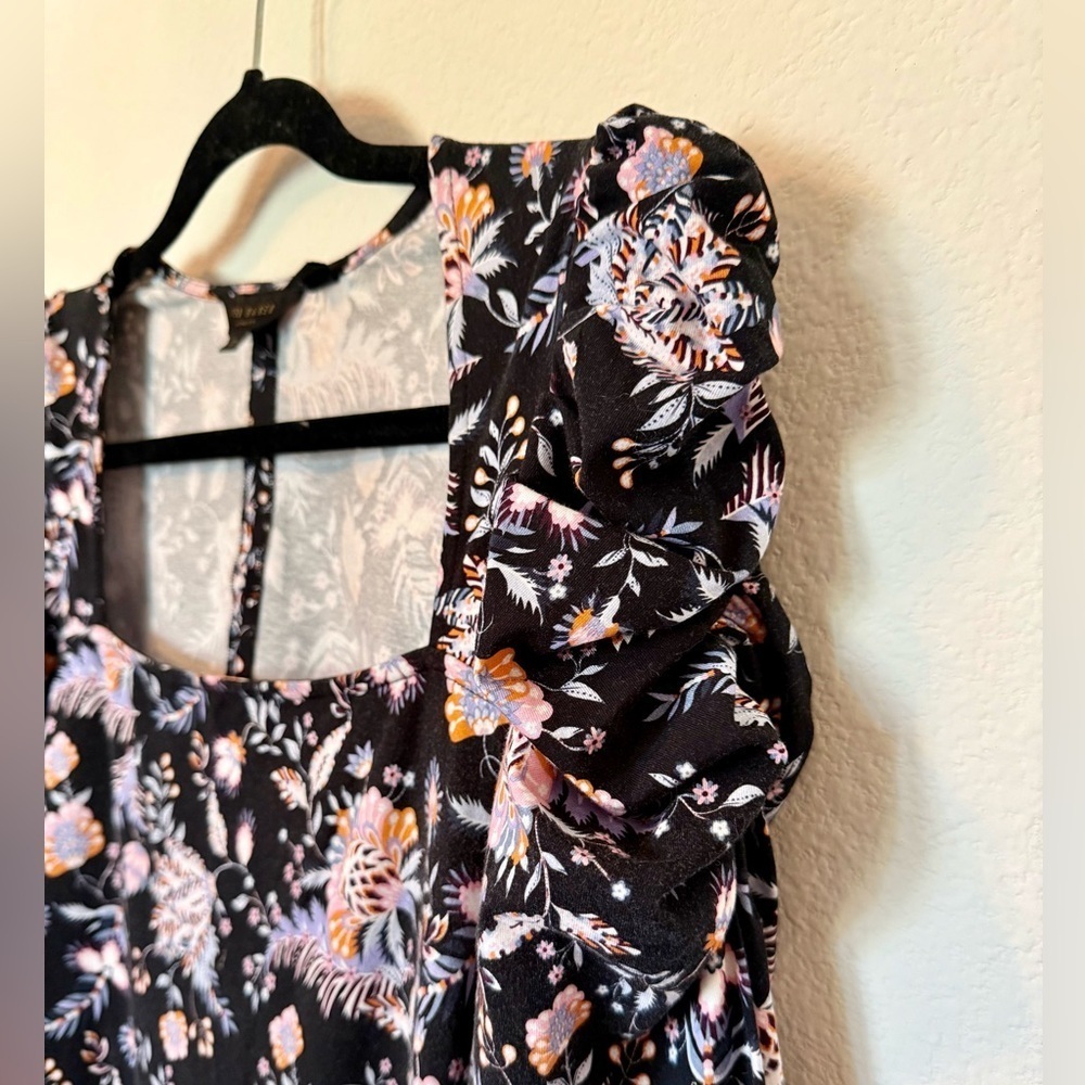 Ted Baker Dracena Square Neck Black Floral Printed Mini Dress- Size 2 (US 6) - Picture 5 of 10